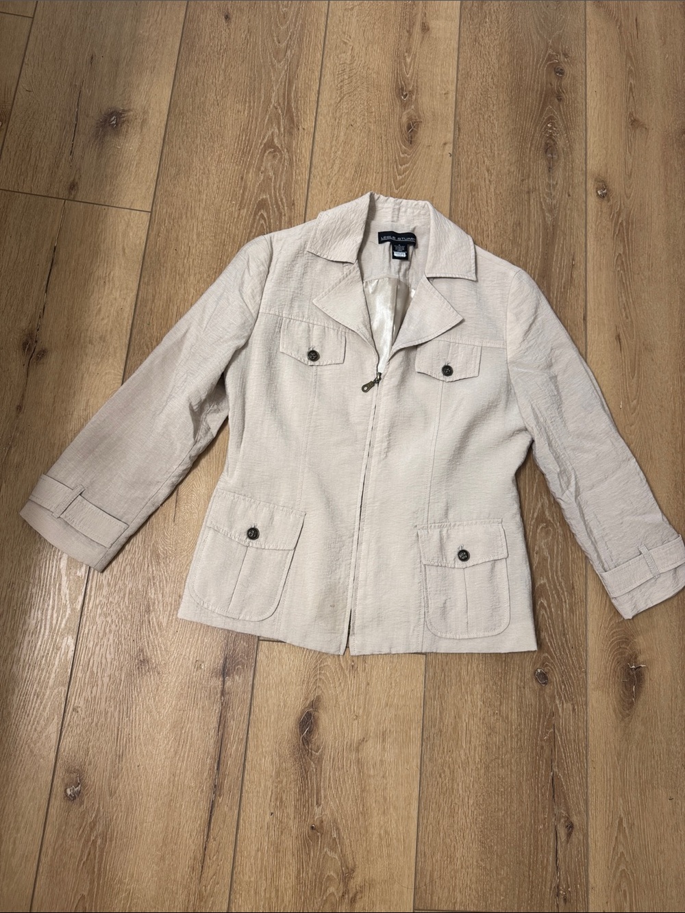 Mango Cream Utility Jacket with Front Flap Pockets